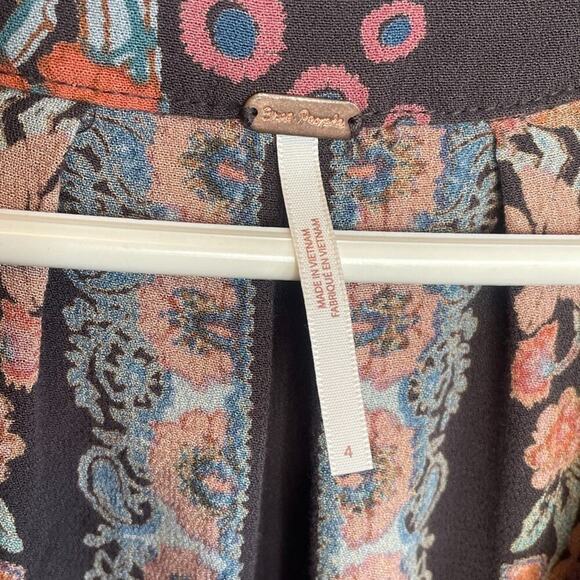 Free People Women’s Violet Hill Floral Tunic Top Sz 4 Ruffle Boho Peasant Flowy - Picture 11 of 16
